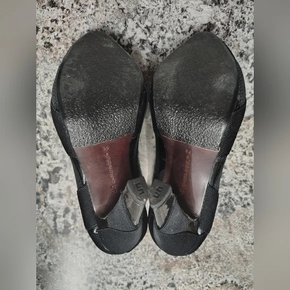 UNITED NUDE Black Leather & Cloth 4" Heel Pump Shoes Sz 5.5/6 - Picture 8 of 9